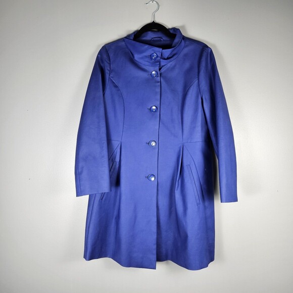 Pendleton Coat Blue Trench Rain Lined Pockets Cotton Spandex Women Petite Medium - Picture 1 of 9